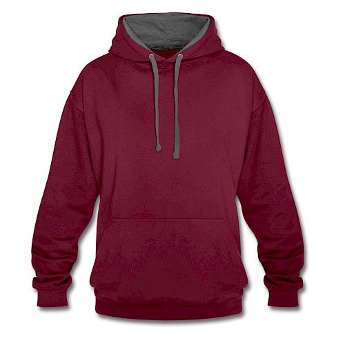 Contrast Colour Hoodie Vorne burgundy/charcoal