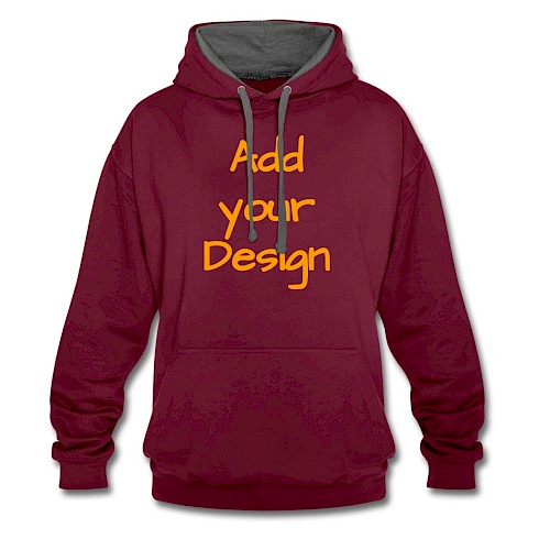 Contrast Colour Hoodie burgundy/charcoal