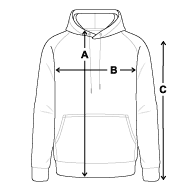 Uniseks baseball hoodie Maat overzicht