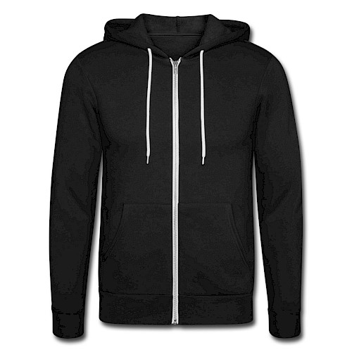 Unisex Kapuzenjacke von Bella + Canvas Vorne Schwarz