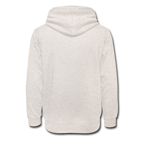 Unisex Schalkragen Hoodie Hinten Beige meliert