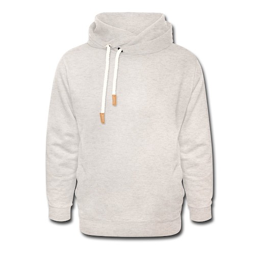 Unisex Schalkragen Hoodie Vorne Beige meliert