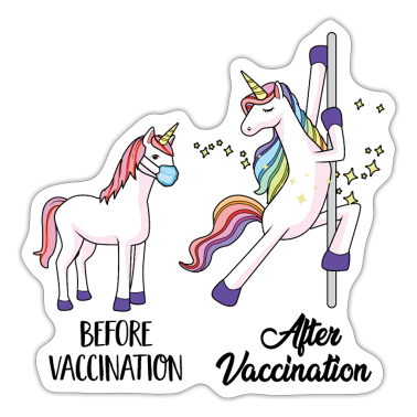 Corona  - Vor Impfung - nach Impfung -lustige Einhorn Corona