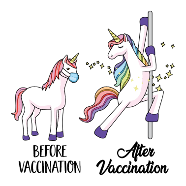 Zoom image Vor Impfung - nach Impfung -lustige Einhorn Corona