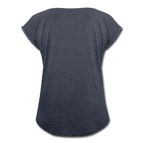 Frauen T-Shirt mit gerollten Ärmeln Hinten Navy meliert