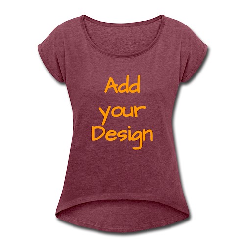 Vrouwen T-shirt met opgerolde mouwen bordeaux gemêleerd