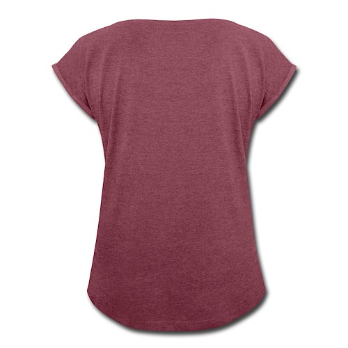Vrouwen T-shirt met opgerolde mouwen Hinten bordeaux gemêleerd