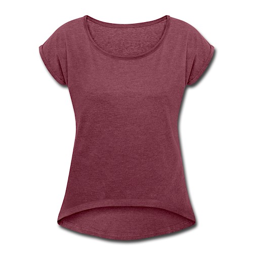 Vrouwen T-shirt met opgerolde mouwen Vorne bordeaux gemêleerd