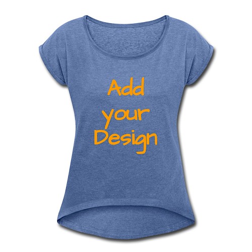 Vrouwen T-shirt met opgerolde mouwen denim gemêleerd