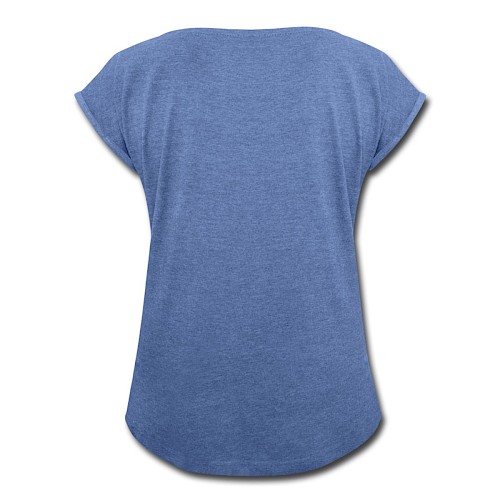 Vrouwen T-shirt met opgerolde mouwen Hinten denim gemêleerd