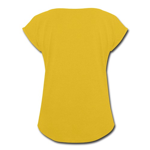Vrouwen T-shirt met opgerolde mouwen Hinten mosterdgeel