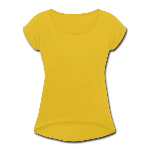 Vrouwen T-shirt met opgerolde mouwen Vorne mosterdgeel