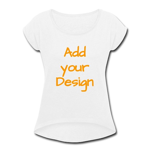 Vrouwen T-shirt met opgerolde mouwen wit
