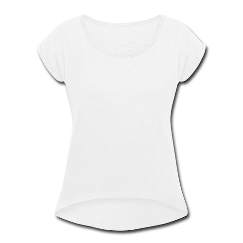 Vrouwen T-shirt met opgerolde mouwen Vorne wit