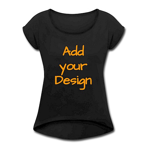 Vrouwen T-shirt met opgerolde mouwen zwart