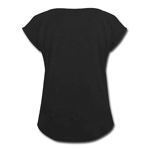 Vrouwen T-shirt met opgerolde mouwen Hinten zwart
