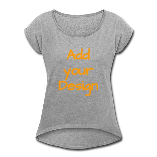 Vrouwen T-shirt met opgerolde mouwen grijs gemêleerd