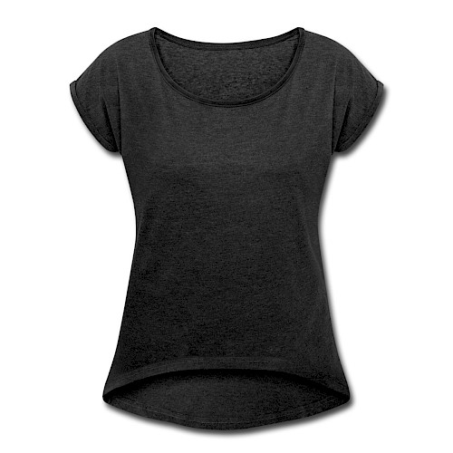 Vrouwen T-shirt met opgerolde mouwen Vorne zwart gemêleerd