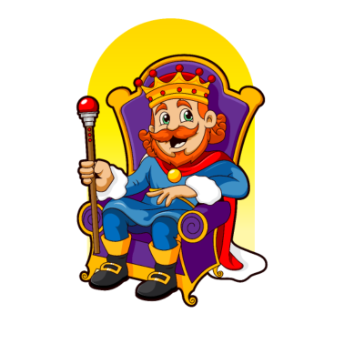 Zoom image Re con corona sul trono Divertente umorismo per bambini