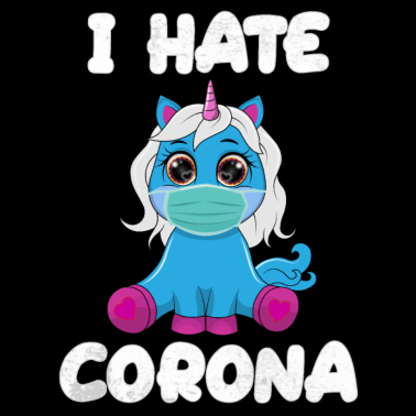 Zoom image Eenhoorn met gezichtsmasker - ik haat Corona