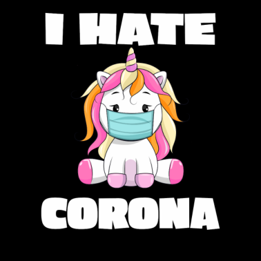 Zoom image Eenhoorn met masker - ik haat Corona