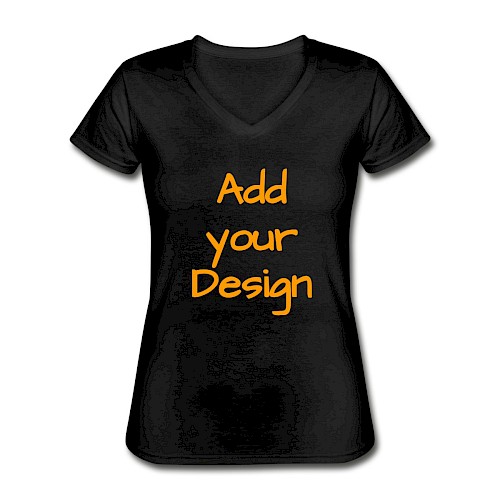 T-shirt classique col V Femme noir