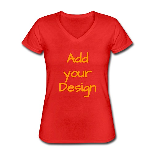 T-shirt classique col V Femme rouge