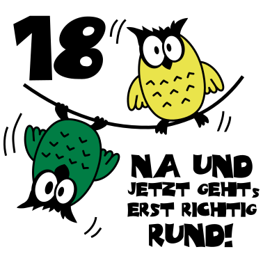 Zoom image Geburtstag 18, Eulen am Drahtseil, rund