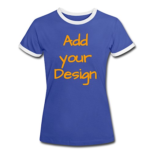 Frauen Kontrast-T-Shirt Blau/Weiß