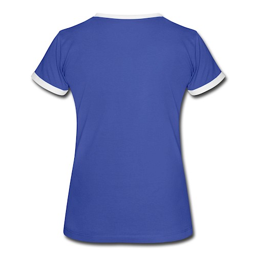 Frauen Kontrast-T-Shirt Hinten Blau/Weiß