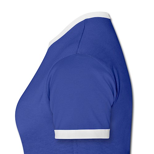 Frauen Kontrast-T-Shirt Links Blau/Weiß