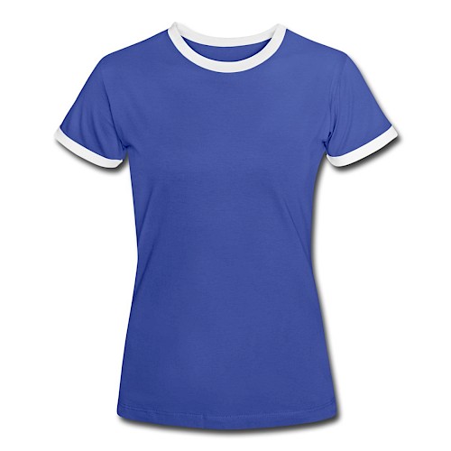 Frauen Kontrast-T-Shirt Vorne Blau/Weiß