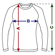 Maglia da baseball a manica lunga da uomo Panoramica delle dimensioni