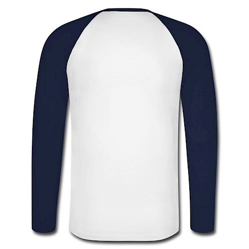 Miesten pitkähihainen baseballpaita Hinten valkoinen/laivasto