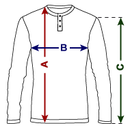 Henley long-sleeved shirt Size overview