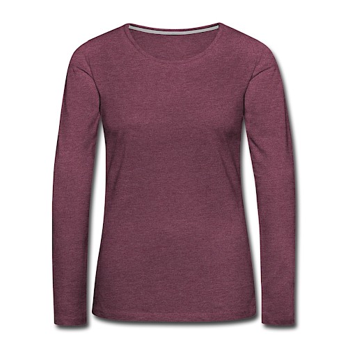 Frauen Premium Langarmshirt Vorne Bordeauxrot meliert
