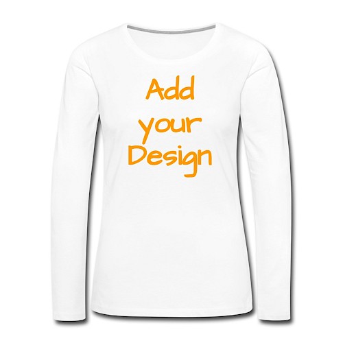 Premium langermet T-skjorte for kvinner hvit