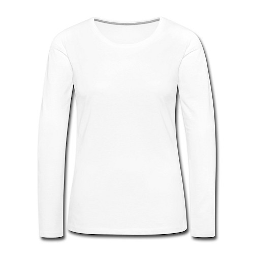 Premium langermet T-skjorte for kvinner Vorne hvit