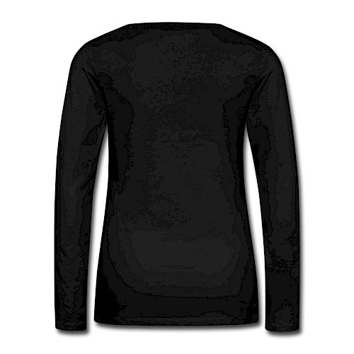 Premium langermet T-skjorte for kvinner Hinten svart