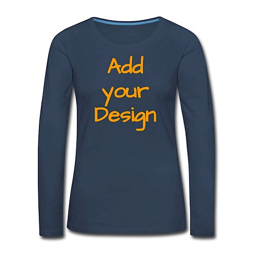 Premium langermet T-skjorte for kvinner marine