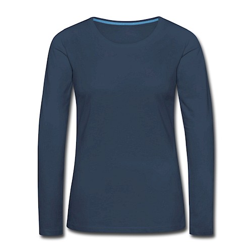 Premium langermet T-skjorte for kvinner Vorne marine