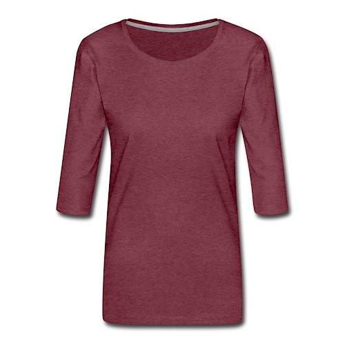 Frauen Premium 3/4-Arm Shirt Vorne Bordeauxrot meliert
