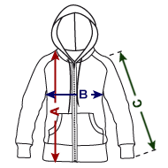 Felpa con zip premium da donna Panoramica delle dimensioni