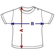 Økologisk baby-T-skjorte med rund hals Oversikt over størrelse