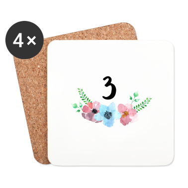 syntymäpäivä sanonta  - Värikkäitä kukkia ja numero kolmannen syntymäpäivän lapselle