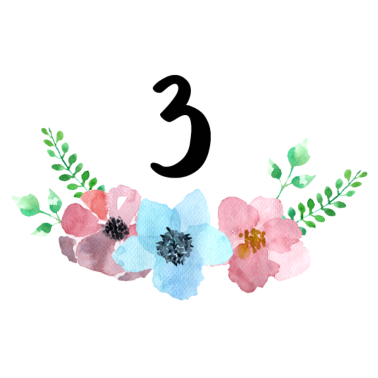 Zoom image Värikkäitä kukkia ja numero kolmannen syntymäpäivän lapselle