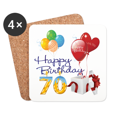 syntymäpäivä sanonta  - 70th Hyvää syntymäpäivää ilmapallot kynttilät ja lahja