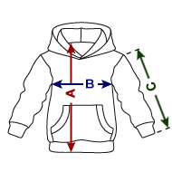 Felpa con cappuccio Premium per bambini Panoramica delle dimensioni