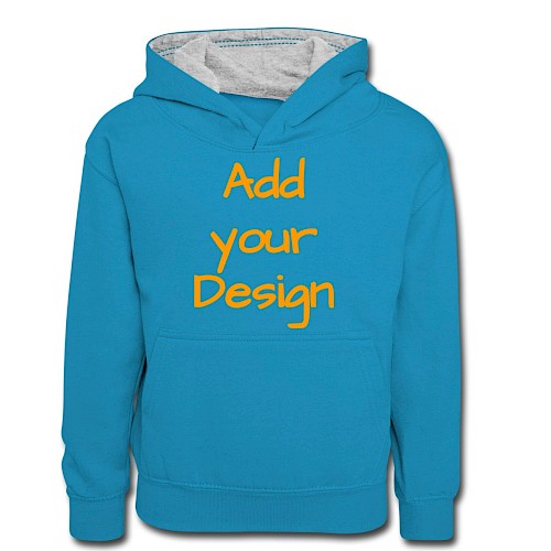 Teenager Kontrast-Hoodie Pfauenblau/Grau meliert