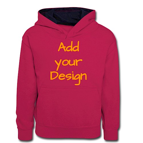 Młodzieżowa bluza z kontrastowym kapturem różowy/granatowy